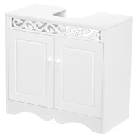 HOMCOM Armario de Baño tipo Mueble Bajo para Lavabo con 2 Puertas y Estantes 60x30x56cm Diseño Moderno de Madera Blanca(m-11)