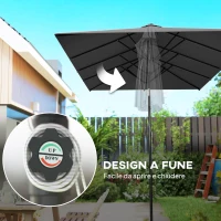 Outsunny Ombrellone Doppio Inclinabile e Regolabile con Cordicella, in Poliestere e Metallo, 150x295x170-214 cm, Grigio(m-6)