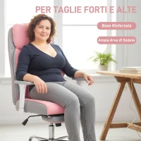 HOMCOM Sedia da Ufficio Ergonomica Rinforzata con Braccioli Regolabili, Poggiapiedi e Poggiatesta, Rosa(m-8)