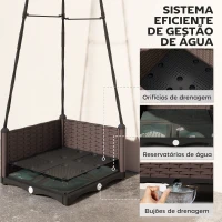 Outsunny Floreira com Treliça Metálica para Plantas Trepadeiras Vaso de PP com Orifícios de Drenagem e Tampões 40x40x175 cm Preto(m-5)
