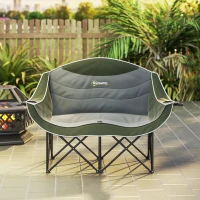 Outsunny Sedia pieghevole 2 posti con portabicchieri e borsa, portata 250 kg, Verde(m-4)