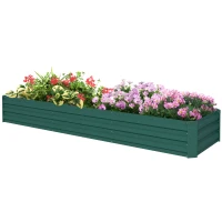 Outsunny Jardinera Exterior Grande Rectangular de Acero Galvanizado Huerto Urbano con Base Abierta 240x60x30 cm Verde(m-11)