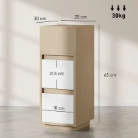HOMCOM Slim Bedside Table, Narrow Bedside Cabinet with Open Shelf and 2 Drawers for Bedroom, Living Room, Natural Wood Finish(m-4)