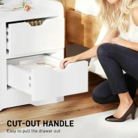 HOMCOM Bedside Table with 2 Drawers and Open Shelves - High Gloss White(m-6)