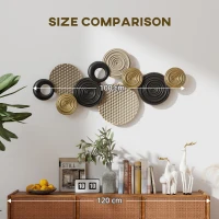 HOMCOM Metal Wall Art, Modern Hanging Wall Decor with Multi-Disc Design for Living Room Bedroom Dining Room(m-7)