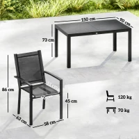 Outsunny Seven-Piece Garden Dining Set, with Plastic Wood-Top Table - Black(m-3)