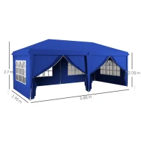 Outsunny 3 x 6m Pop-Up Gazebo, with Curtain Walls and Windows - Blue(m-3)