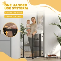 PawHut Extra Wide Dog Gate, with Door Pressure, for Doorways, Hallways, Staircases - Black(m-5)