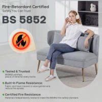 HOMCOM 2 Seater Sofa, Linen-look Fabric Small Sofa with Wing Back, Thick Seat, Metal Legs, Light Grey(m-8)