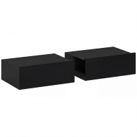 HOMCOM Set aus 2 modernen hängenden Nachttischen mit Schublade in Holzoptik, 40x30x15cm, Schwarz