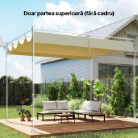 Outsunny Acoperiș pentru Pergolă cu 8 Orificii de Drenaj, Husă de Schimb din Poliester Respirabil, Exclusiv Material, 392x350 cm, UV30+, pentru Pergolă de Grădină 4x3m, Bej(m-2)