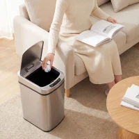 HOMCOM Cubo de Residuos de 12L por Infrarrojos con Cubo Extraíble, en Acero Inoxidable, ABS y PP, 28x22x41 cm, Plateado(m-4)