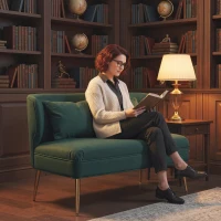 HOMCOM 2 Seater Sofa, Linen-look Fabric Small Sofa with Wing Back, Thick Seat, Metal Legs, Dark Green(m-9)