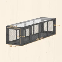 PawHut Katzentunnel Katzenspielzeug aus Holz mit 3 Türen, erweiterbar Spieltunnel für Katzen bis 10 kg, 151,5 x 38,5 cm Grau(m-3)