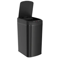 HOMCOM 12L Sensor Bin, Automatic Touchless Motion Sensor Kitchen Bin with Fingerprint Resistant Stainless Steel, Black(m-1)