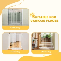 PawHut Extra Wide Dog Gate, with Door Pressure, for Doorways, Hallways, Staircases - White(m-7)