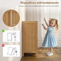 HOMCOM Sapateira de Bambu com 2 Portas de Correr de Ripas Sapateira de Entrada com Prateleiras Ajustáveis para 16 Pares de Sapatos 80x35x80 cm Madeira(m-8)