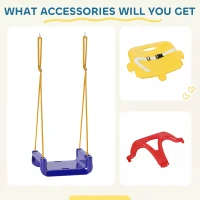 Outsunny Balanço Infantil 3 em 1 para Interior e Exterior, Corda Ajustável e Cinto de Segurança, Idade 9-36 Meses, Azul(m-4)