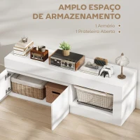HOMCOM Móvel de TV com 2 Portas Prateleira Aberta Móvel de TV Televisóres de 60 Polegadas 140x40x48 cm Branco(m-5)