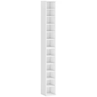 HOMCOM Set of 2 CD Media Display Shelf Unit Tower Rack with Adjustable Shelves, White(m-1)