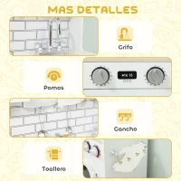 AIYAPLAY Cocina de Juguete de Madera con Sonido y Cortinas Accesorios de Acero Inoxidable para Niños a Partir de 3 Años Blanco(m-7)
