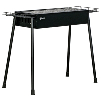 Outsunny Portable Charcoal BBQ Grill with Seasoning Baskets for Camping Picnic Hiking