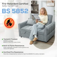 HOMCOM 2 Seater Sofa Bed, 3-in-1 Convertible Sleeper Sofa with Click-clack Adjustable Backrest and 2 Pillows, Grey(m-9)