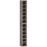 HOMCOM Set of 2 CD Media Display Shelf Unit Tower Rack with Adjustable Shelves, Distressed Grey(m-1)