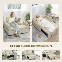 HOMCOM 2 Seater Sofa Bed, 3-in-1 Convertible Sleeper Sofa with Click-clack Adjustable Backrest and 2 Pillows, Light Brown(m-4)