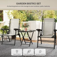 Outsunny Three-Piece Garden Table and Chair Set - Cream White(m-4)