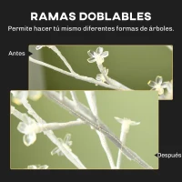 HOMCOM Árbol Sintético con 180 Luces LED IP44 con Brillo Ajustable Decoración para Interiores  21,5x21,5x180 cm  Blanco(m-6)