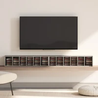 HOMCOM Set mit 2 CD-Regalen mit höhenverstellbaren Einlegeböden, platzsparend für 204 CDs, CD-Aufbewahrung mit 12 Fächern, für Wohnzimmer, Schlafzimmer, Büro, 21x22.5x88.5cm, Grau im Used-Look(m-4)
