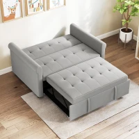 HOMCOM Two-Seater Velvet-Feel Sofa Bed - Grey(m-8)