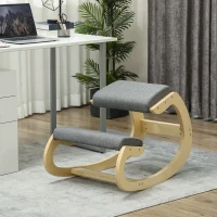 HOMCOM Ergonomische schommelende kniehocker voor thuiskantoor, verbetert de lichaamshouding, Grijs(m-10)