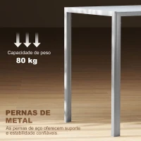 HOMCOM Mesa de Refeição de Cristal Mesa Retangular para 4-6 pessoas com Pés de Metal Multifuncional 120x60x75 cm Cinza(m-5)