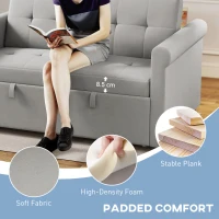 HOMCOM Two-Seater Velvet-Feel Sofa Bed - Grey(m-6)