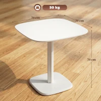 HOMCOM Mesa de comedor para 4 personas mesa de cocina cuadrada estilo moderno con tablero aspecto madera, 70 x 70 cm, blanco(m-3)