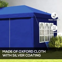 Outsunny 3 x 6m Pop-Up Gazebo, with Curtain Walls and Windows - Blue(m-4)