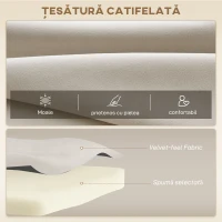 HOMCOM Canapea Pat de 2 Locuri cu Spătar Reglabil pe 5 Nivele și 2 Perne din Material Capitonat, 102x73x81 cm, Negru(m-6)