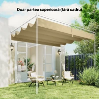 Outsunny Acoperiș pentru Pergolă cu 8 Orificii de Drenaj, Husă de Schimb din Poliester Respirabil, Exclusiv Material, 392x350 cm, UV30+, pentru Pergolă de Grădină 4x3m, Bej(m-7)