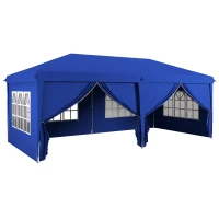 Outsunny 3 x 6m Pop-Up Gazebo, with Curtain Walls and Windows - Blue(m-1)