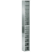 HOMCOM Set of 2 CD Media Display Shelf Unit Tower Rack with Adjustable Shelves, High Gloss Grey