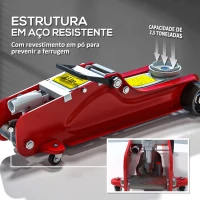 HOMCOM Macaco Hidráulico para Carro 2,5T Altura de Elevação 80-380 mm com Perfil Baixo e Rodas para Automóvel SUV Vermelho(m-5)