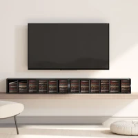 HOMCOM Set of 2 CD Media Display Shelf Unit Tower Rack with Adjustable Shelves, High Gloss Black(m-8)