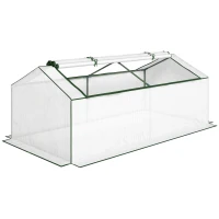 Outsunny Gewächshaus mit Fernster PE-Gitterfolie, winterfest Foliengewächshaus, Treibhaus 180 x 90 x 70cm Weiß(m-1)