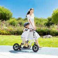 AIYAPLAY Kinderroller met verstelbaar stuur, grote wielen, parkeerstaand, handrem, voor kinderen van 5-12 jaar, Wit(m-10)