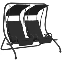 Outsunny Two-Seat Garden Swing Chair, with Protective Canopy - Black(m-10)