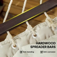 Outsunny Rede com suporte, rede com estrutura em aço, almofada, barras de espaçamento, 368 x 140 x 110 cm, creme(m-4)