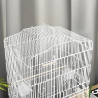 PawHut Cage pour Oiseaux Volière Métallique avec 4 Mangeoires 3 Perchoirs Balançoire et Tiroir Amovible Poignée 46,5x35,5x92 cm Bleu(m-5)