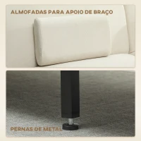 HOMCOM Sofá Cama de 3 Lugares com Mesa Auxiliar 3 em 1 com Encosto Ajustável Abertura Click-Clack 196x86x81 cm Bege(m-8)
